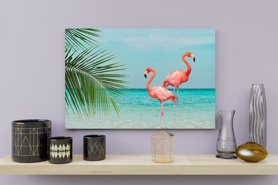Artaza Toile Peinture Deux Flamants Roses dans l' Water - 30x20 - Klein - Photo sur Toile - Impression sur Toile