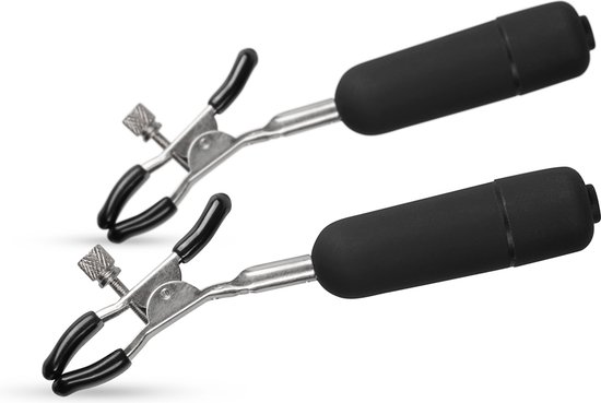 Easytoys Fetisch Collection Verstelbare Tepelklemmen Met Bullet Vibrator