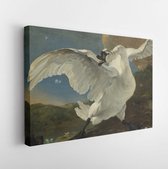 Onlinecanvas - Schilderij - De Bedreigde Zwaan. Door Jan Asselijn- Art Horizontaal Horizontal - Multicolor - 115 X 75 Cm