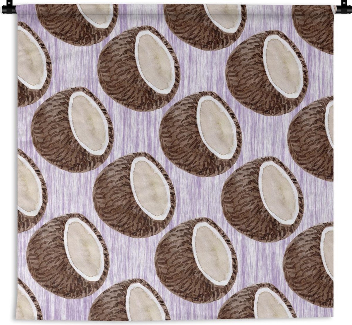 Wandkleed - Kokosnoot - Paars - Wit - 120x120 cm - Wandtapijt