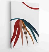 Gebladerte lijntekeningen met abstracte vorm. Abstract Plant Art-ontwerp voor print, omslag, behang, minimale en natuurlijke kunst aan de muur. 2 - Moderne schilderijen – Verticaal – 1820081963 - 40-30 Vertical