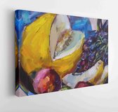 Poil schilderij textuur schilderij stilleven, impressionisme kunst op canvas, geschilderd een kleurenafbeelding, behang en achtergronden, fruit - Modern Art Canvas - Horizontaal -