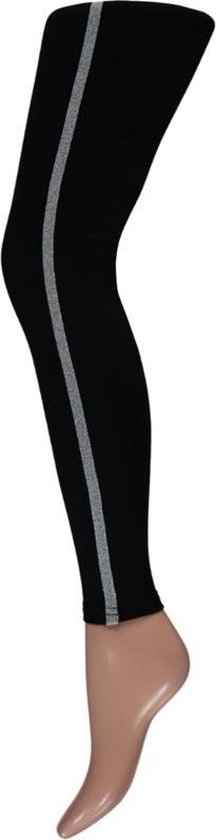 Sarlini | Jersey Dames Sportieve Legging met streep | Zwart/Zilver