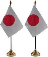 2x stuks japan tafelvlaggetjes 10 x 15 cm met standaard - Landen vlaggen feestartikelen/versiering