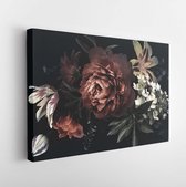 Onlinecanvas - Schilderij - Floral Vintage Kaart Met Bloemen.- Art Horizontaal Horizontal - Multicolor - 115 X 75 Cm