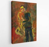 Saxofonist soloconcert. Jazzman op het podium. Abstracte jazzillustratie. Acryl achtergrond. - Moderne kunst canvas -Verticaal - 1260171091 - 80*60 Vertical