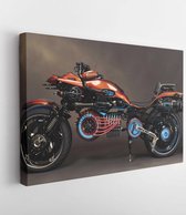 Onlinecanvas - Schilderij - Futuristisch Sci-fi Aangepaste Motorfietsconcept Met Studioachtergrond. D-rendering Art Horizontaal Horizontal - Multicolor - 50 X 40 Cm