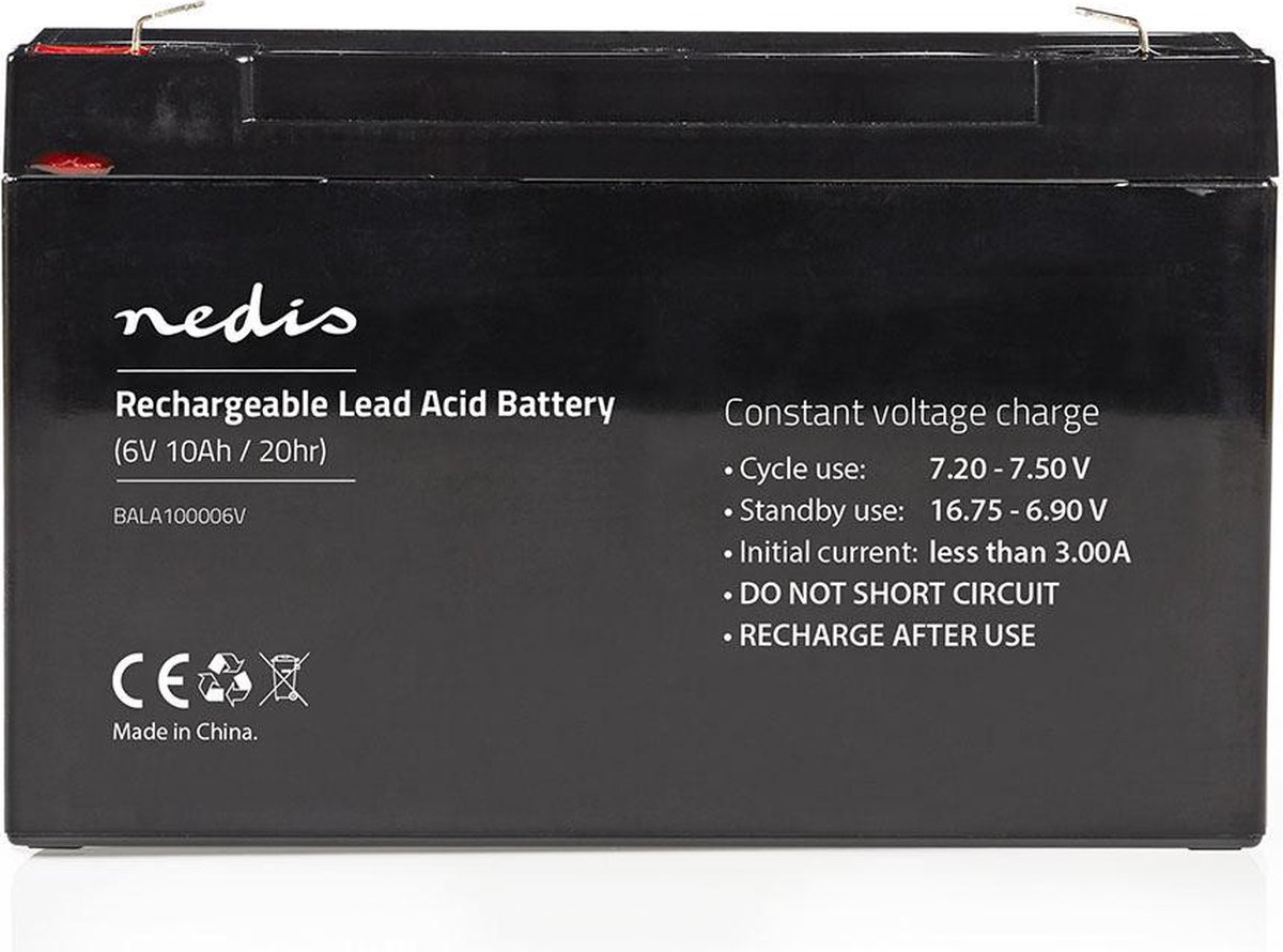 Nedis Oplaadbare Loodaccu - Lead-Acid - Oplaadbaar - 6 V - 10000 mAh