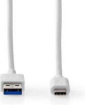 Nedis USB-Kabel - USB 3.2 Gen 1 - USB-A Male - USB-C Male - 60 W - 5 Gbps - Vernikkeld - 2.00 m - Rond - PVC - Wit - Doos