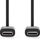 Nedis USB-Kabel - USB 2.0 - USB-C Male - USB-C Male - 60 W - 480 Mbps - Vernikkeld - 1.00 m - Rond - PVC - Zwart - Doos