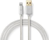 Nedis USB-Kabel | USB 2.0 | Apple Lightning 8-Pins | USB-A Male | 480 Mbps | Verguld | 1.00 m | Rond | Gebreid / Nylon | Aluminium | Cover Window Box