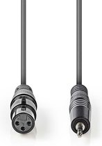 Nedis Gebalanceerde Audiokabel - XLR 3-Pins Female - 3,5 mm Male - Vernikkeld - 1.00 m - Rond - PVC - Donkergrijs - Kartonnen Sleeve