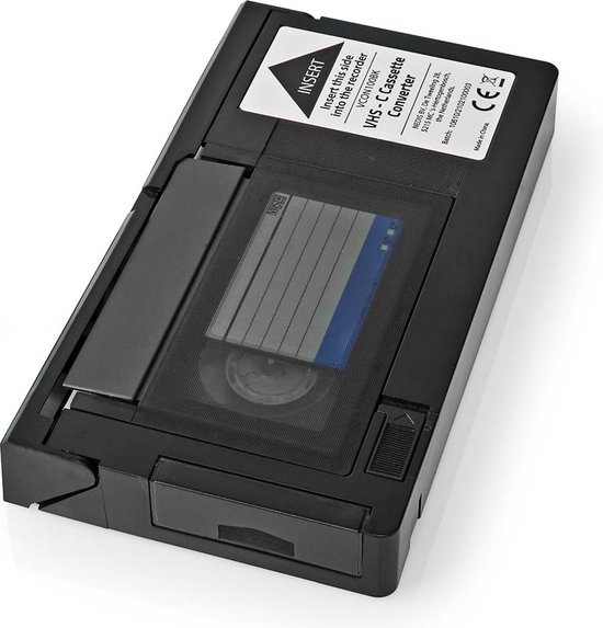 Nedis VCON100BK Convertisseur pour Cassettes VHS-C | VHS-C à VHS | Plug and Play | Noir