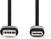 Nedis USB-Kabel | USB 2.0 | USB-A Male | USB-C™ Male | 480 Mbps | Vernikkeld | 2.00 m | Rond | PVC | Zwart | Label