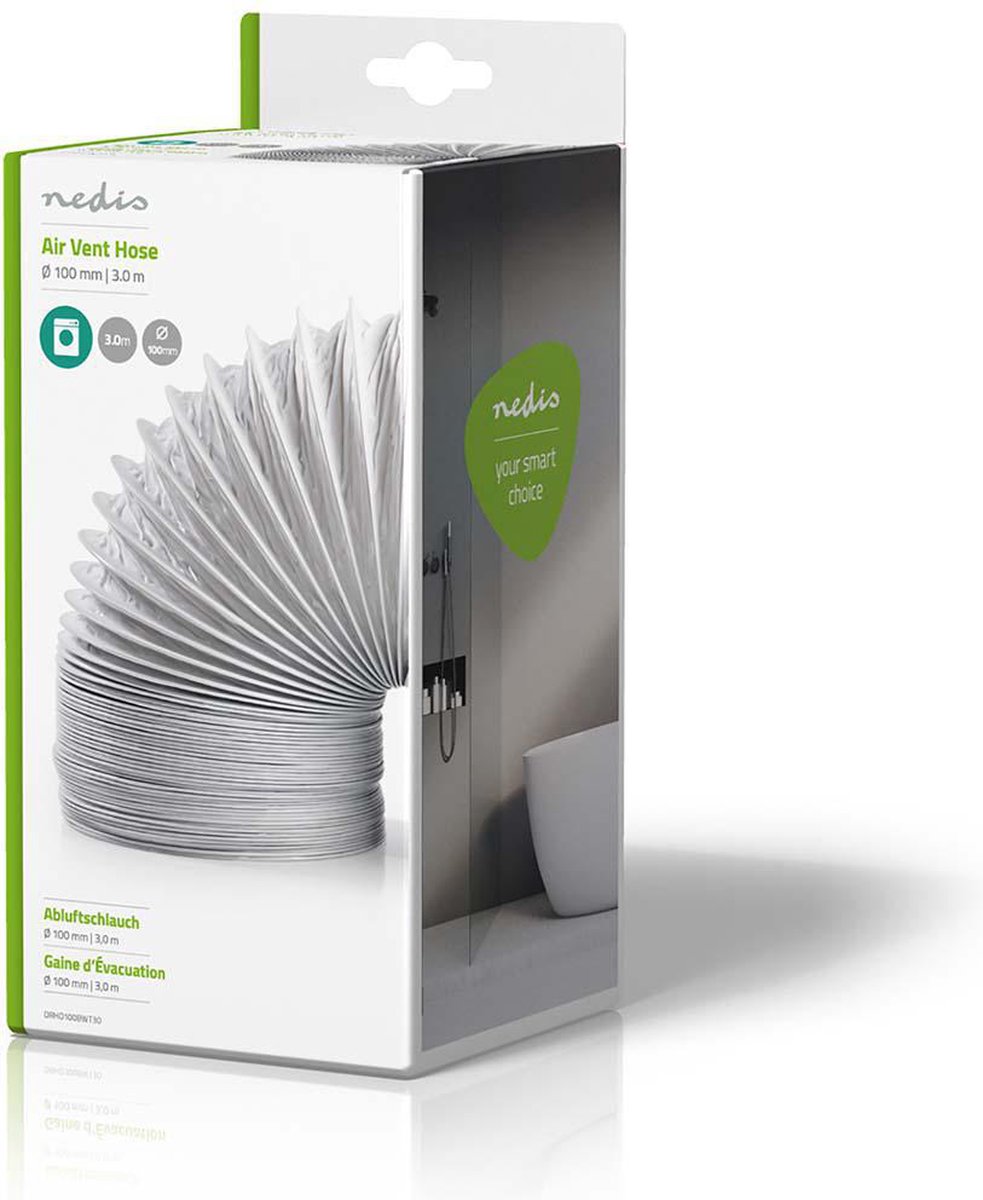 Nedis PVC Luchtafvoerslang - 100 mm - 3.00 m - Geschikt voor: Luchtventilatie / Wasdrogers - Wit — afbeelding 5