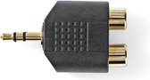 Nedis Stereo-Audioadapter | 3,5 mm Male | 2x RCA Female | Verguld | Recht | ABS | Zwart | 10 Stuks | Polybag
