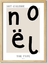 Kerstposter ART GALERIE NOEL - Zwart A3 + fotolijst blank hout 29,7x42cm