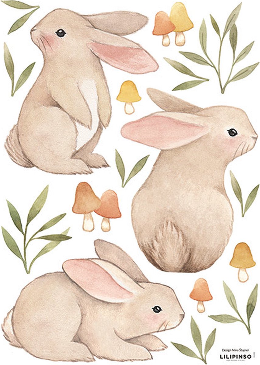 Lilipinso muurstickers Oh Deer 3 Bunnies