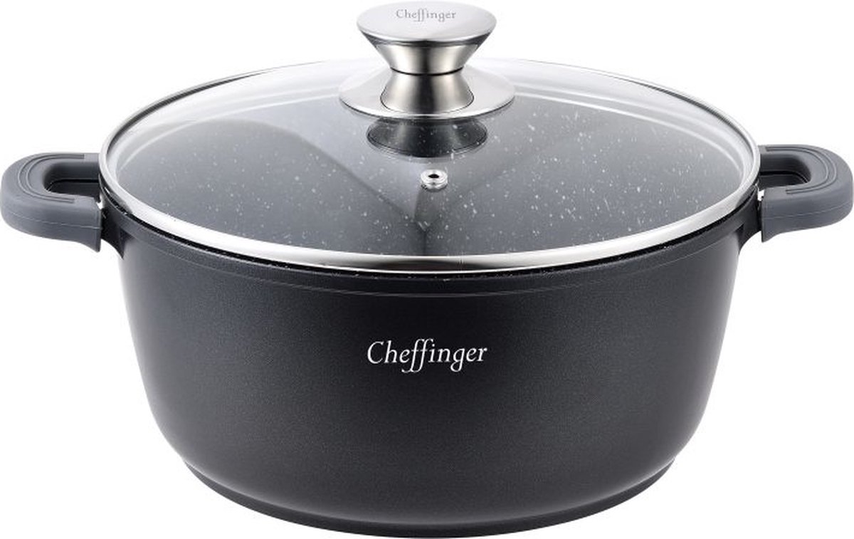 Cheffinger Kookpan/ Diepe Pan met Deksel -28cm