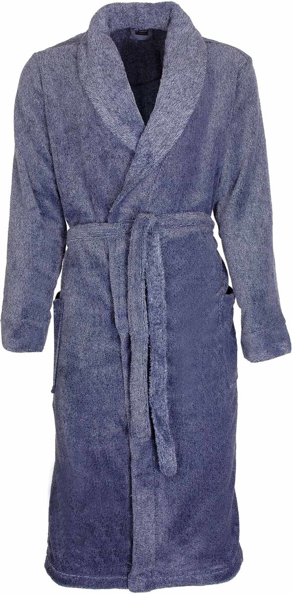 Paul Hopkins Heren Badjas - Kamerjas - Blauw Melange - Maat S
