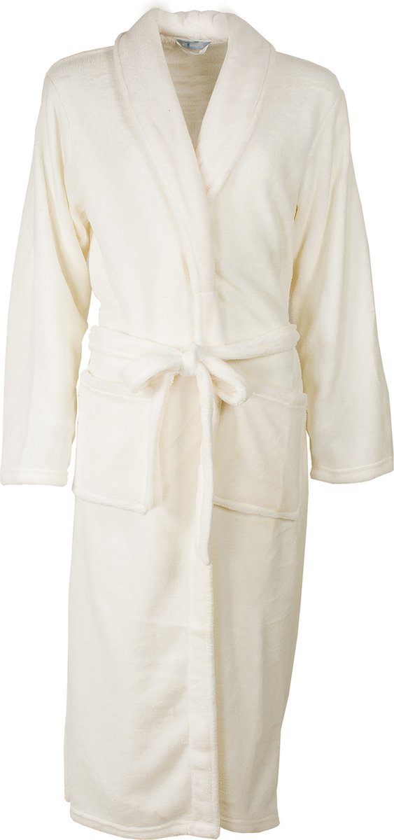 Irresistible - Dames Badjas - Kamerjas - Fleece - Wit - Maat XL