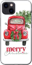 Geschikt voor iPhone 13 mini hoesje - Kerst - Auto - Spreuken - Quotes - Merry Christmas - Siliconen Telefoonhoesje