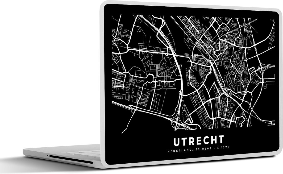 Laptop sticker - 17.3 inch - Utrecht - Kaart - Zwart - 40x30cm - Laptopstickers - Laptop skin - Cover