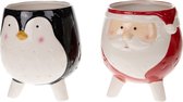 Kandelaars - santa / penguin pot magnesia 16.5x15.5x17.7cm 1pc mix box a / 2 - multi - 165x155x1771