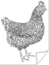 Une illustration noir et blanc d'un poster de poulet 120x160 cm - Tirage photo sur Poster (décoration murale salon / chambre) XXL / Grand format!