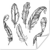 Une illustration noir et blanc d'un poster plume 50x50 cm - Tirage photo sur Poster (décoration murale salon / chambre)