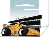Une voiture de course jaune de Formule 1 dans une affiche illustration 80x60 cm - Tirage photo sur Poster (décoration murale salon / chambre)
