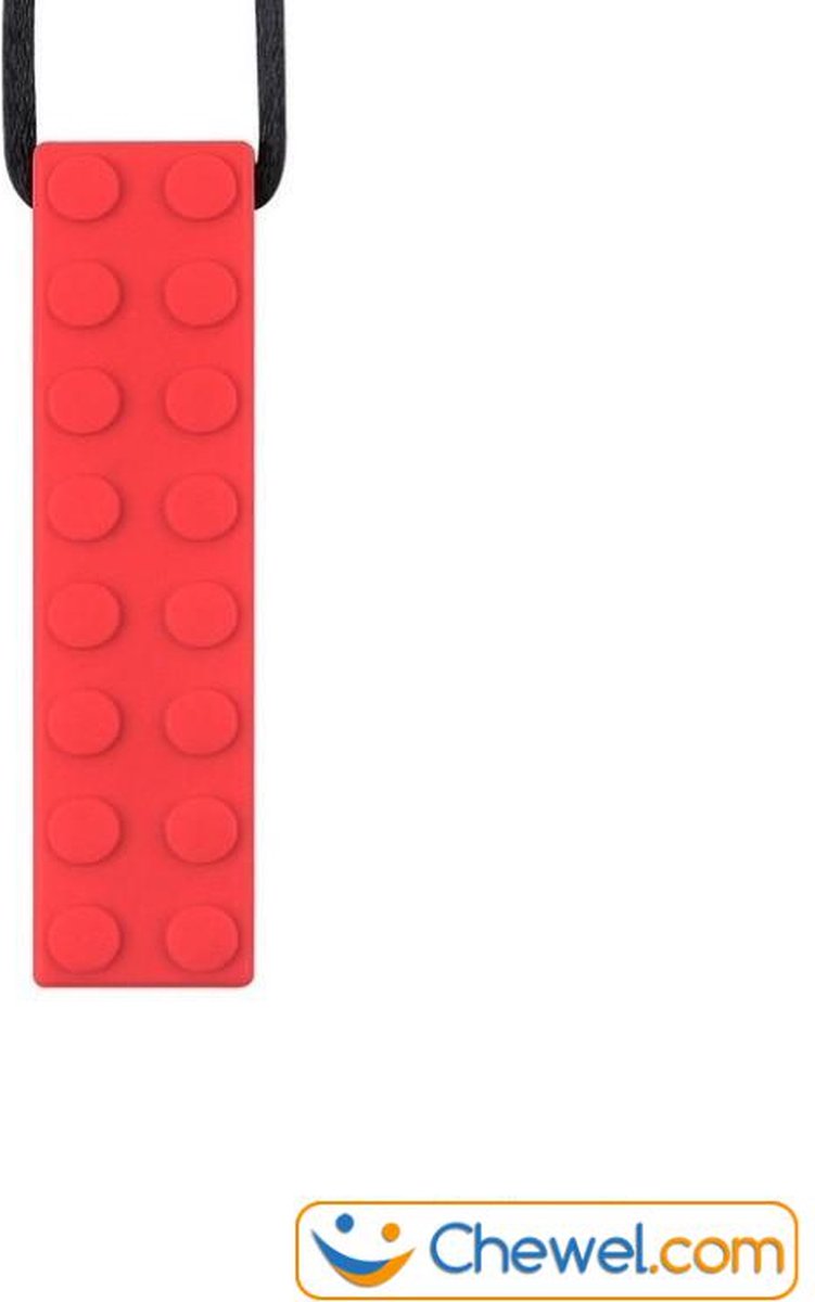 Bijtketting Bouwblokje Kauwketting | bouwblok Rood | Chewel ® — afbeelding 5