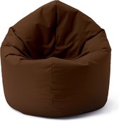 Lumaland 2-in-1 linnen zitzak voor binnen, ronde comfortabele zitzak voor binnen, 300 l vulling, 120 x 80 x 75 cm, linnenlook en feel, bruin