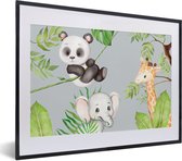 Fotolijst incl. Poster - Jungle - Bladeren - Dieren - 40x30 cm - Posterlijst