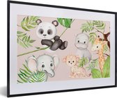 Fotolijst incl. Poster - Jungle - Dieren - Roze - 60x40 cm - Posterlijst