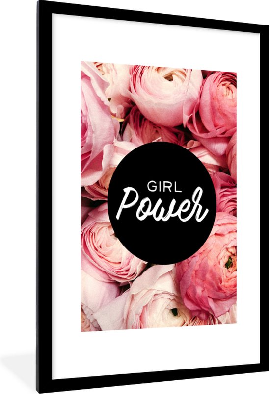 Citation Pour La Maison Girl Power Sur Fond De Fleurs Roses Bol Com