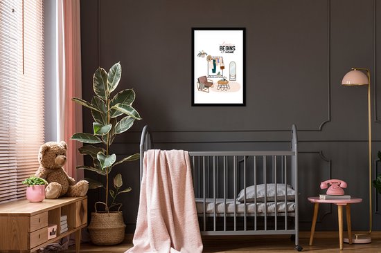 Fotolijst incl. Poster - 'Love begins at home' - Spreuken - Quotes - 40x60 cm - Posterlijst