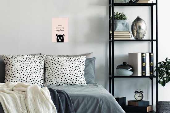 Poster Presentje voor Moederdag – Quote mom, you are my superhero – superheld lichtroze - 20x30 cm