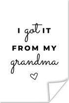 Cadeau oma voor Moederdag met quote I got it from my grandma – wit poster poster 80x120 cm