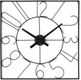 Vierkante klok - Metaal - 60 x 60 x dikte 4,5 cm - Zwart