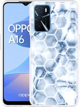 Oppo A16 / A16s Hoesje Blue Marble Hexagon - Designed by Cazy