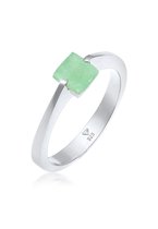 Elli PREMIUM Dames Ring Elli PREMIUM Ring Dames Klassiek Piramide Elegant met Edelsteen Jade in 925 sterling zilver Verguld