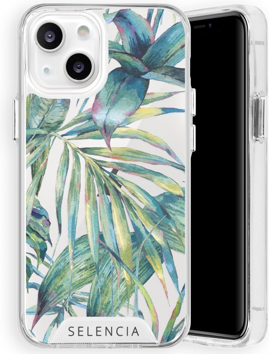 Selencia Zarya Fashion Extra Beschermende Backcover iPhone 13 hoesje - Green Jungle Leaves