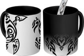 Magische Mok - Foto op Warmte Mok - Schildpad - Zwart - Tattoo - 350 ML