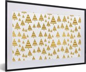 Cadre photo avec affiche - Noël - Sapins de Noël - Or - Motifs - 60x40 cm - Cadre pour affiche - Décorations de Noël - Décoration de Noël pour l'intérieur - Noël