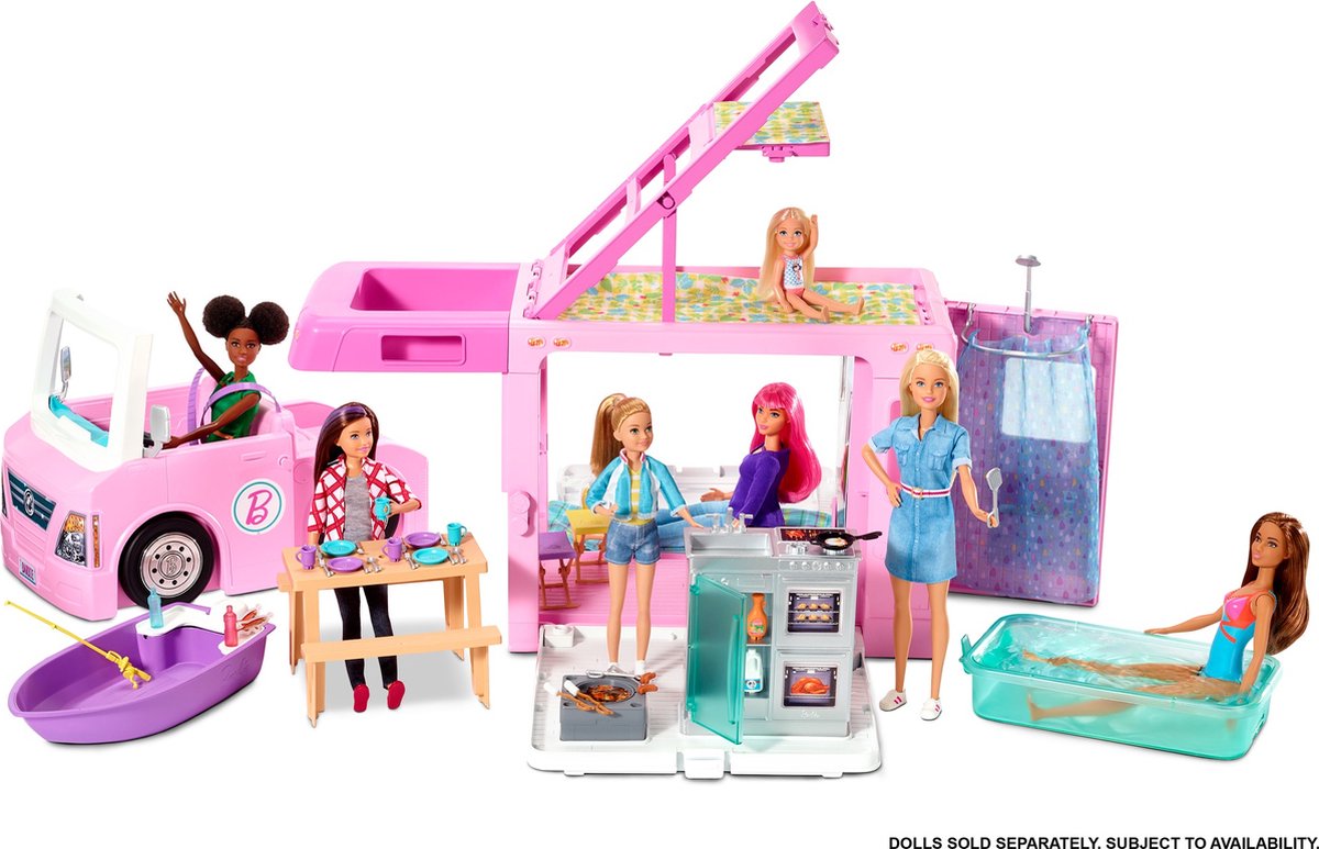 Yoghurt van Autonomie Barbie 3-in-1 DroomCamper & Accessoires - Poppenvoertuig | bol.com