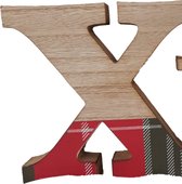 XMAs Houten Letters - Kerstdecoratie voor Binnen - Mango Hout-Rood/Bruin/Groen - Kerst -15x30cm
