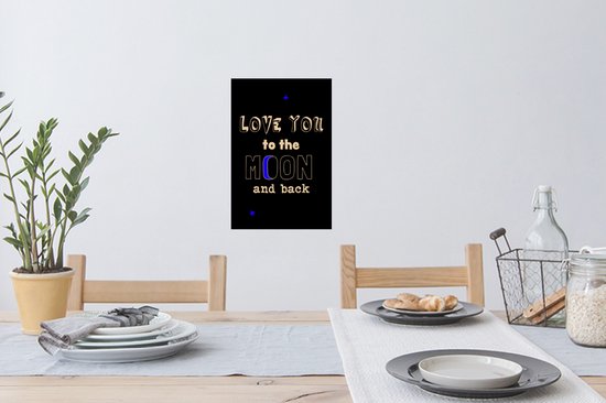 Sticker Muursticker Citations d'amour - cadeau pour partenaire - Love you to the moon and back white - 20x30 cm - film autocollant - sticker mural repositionnable