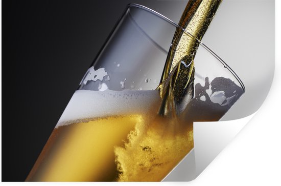 Sticker Muursticker Bières pression sur fond sombre - 90x60 cm - film autocollant - sticker mural repositionnable