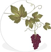 WallCircle - Wandcirkel ⌀ 60 - Een illustratie van een tros druiven aan een wijnstok - Ronde schilderijen woonkamer - Wandbord rond - Muurdecoratie cirkel - Kamer decoratie binnen - Wanddecoratie muurcirkel - Woonaccessoires